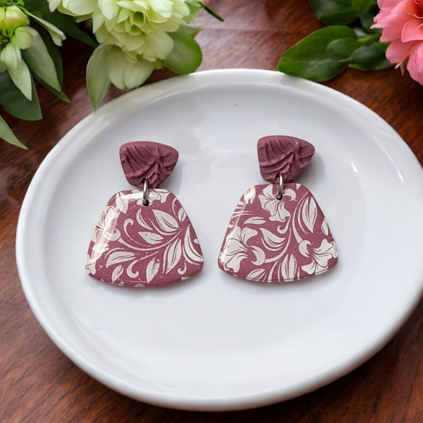 Rose Pink Floral Dangles