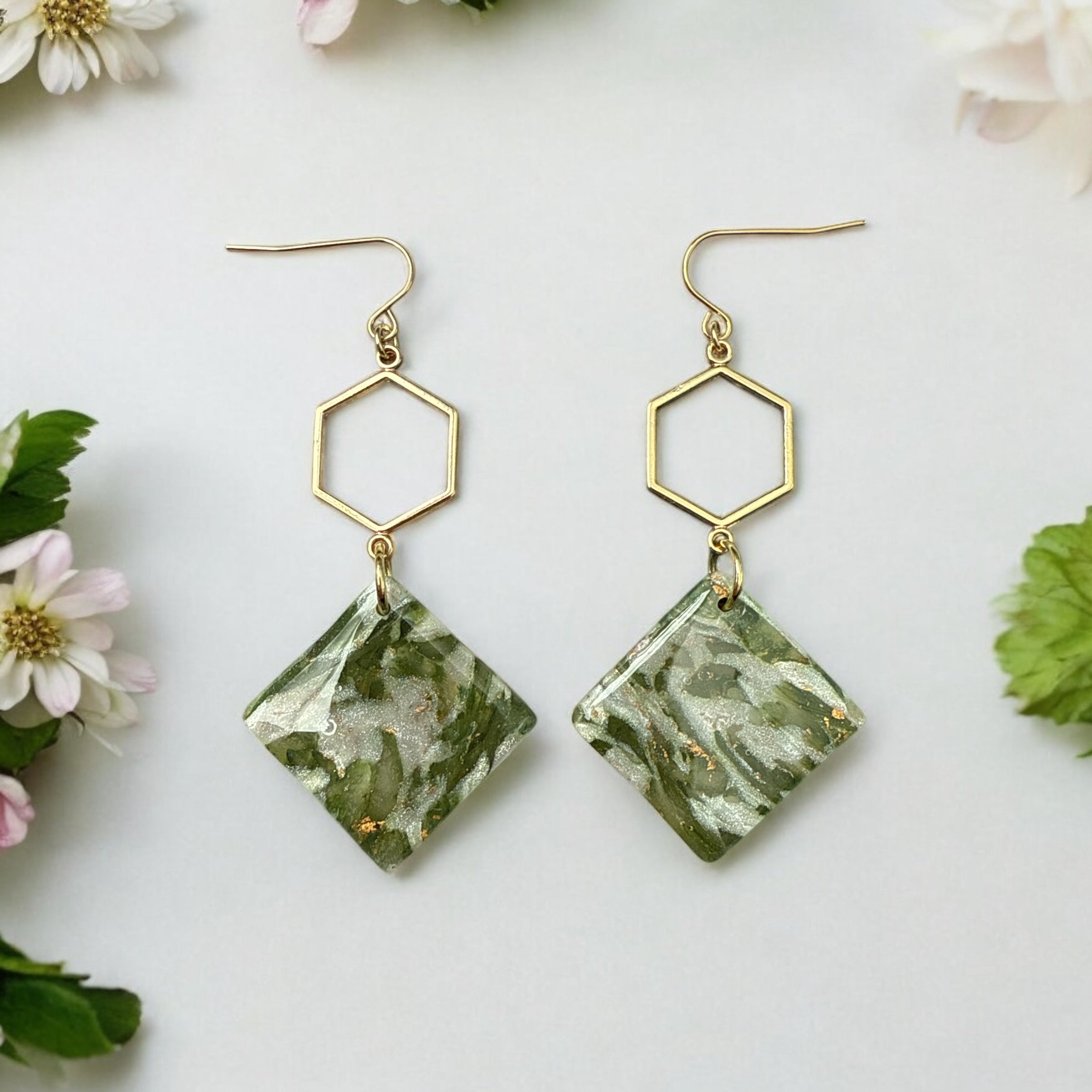 Green Marble Dangles