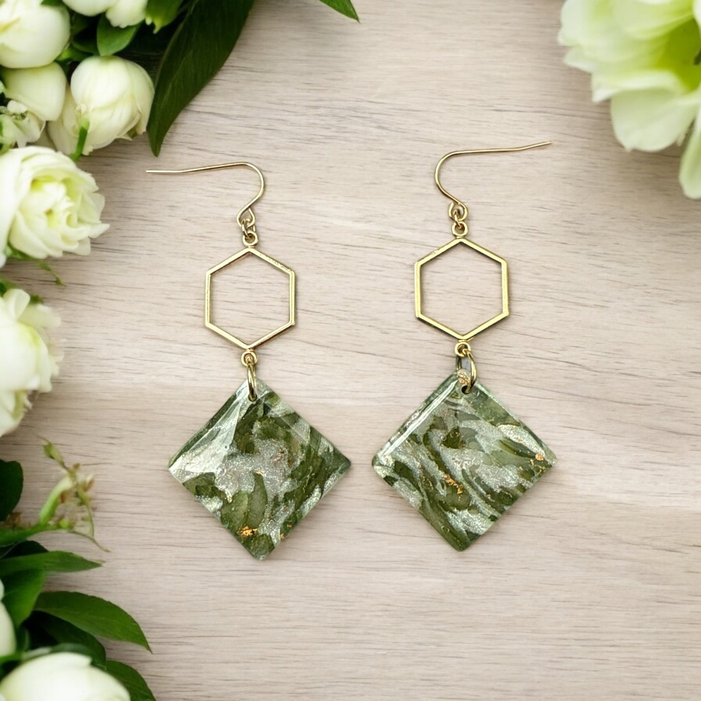 Green Marble Dangles