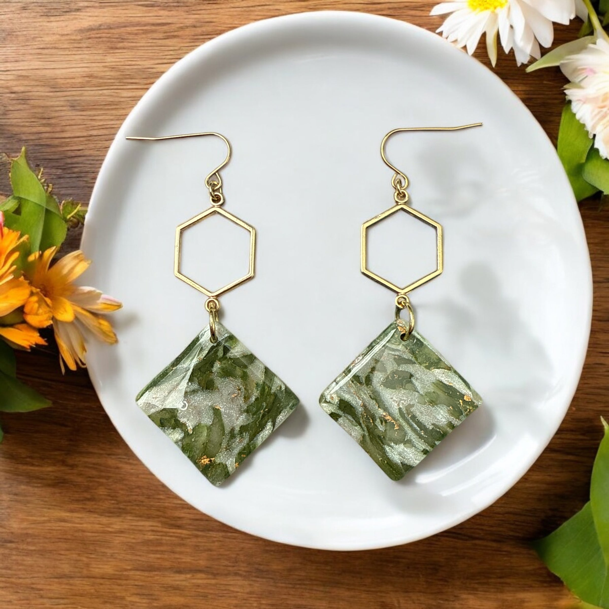 Green Marble Dangles