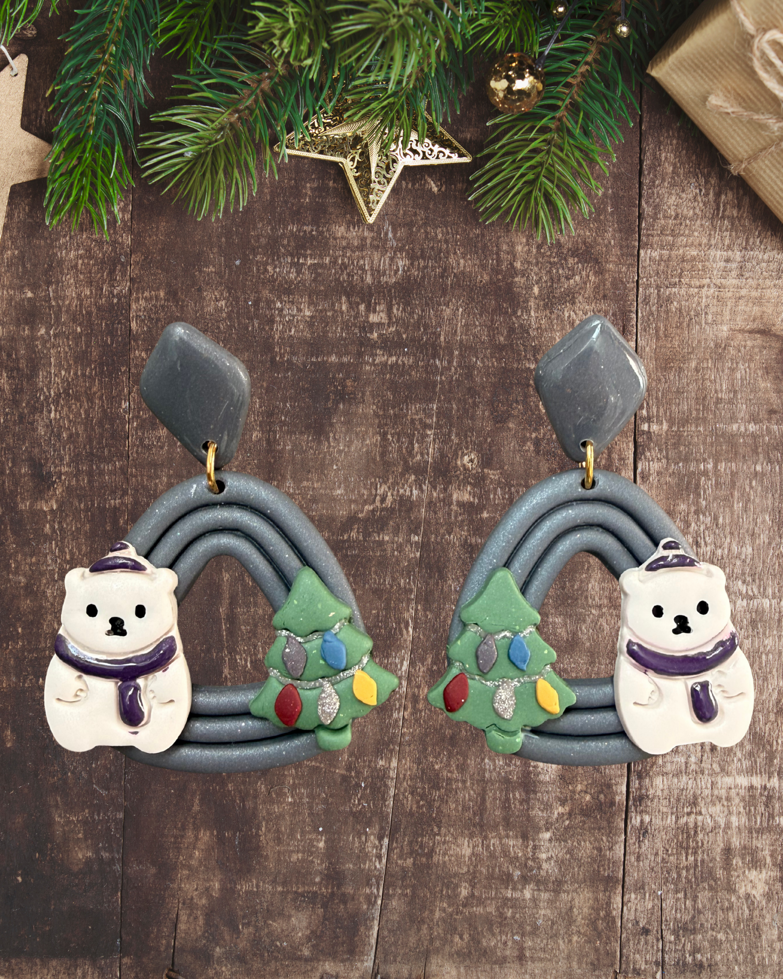 Festive Polar Bear Dangles