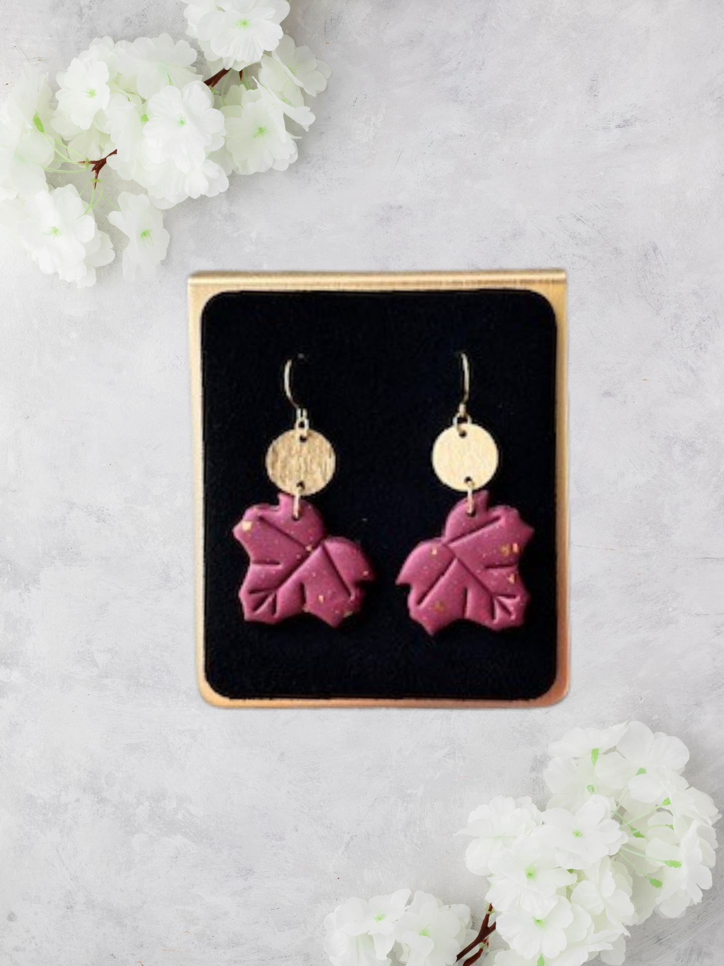 Burgundy Shimmery Fall Leaf Dangles