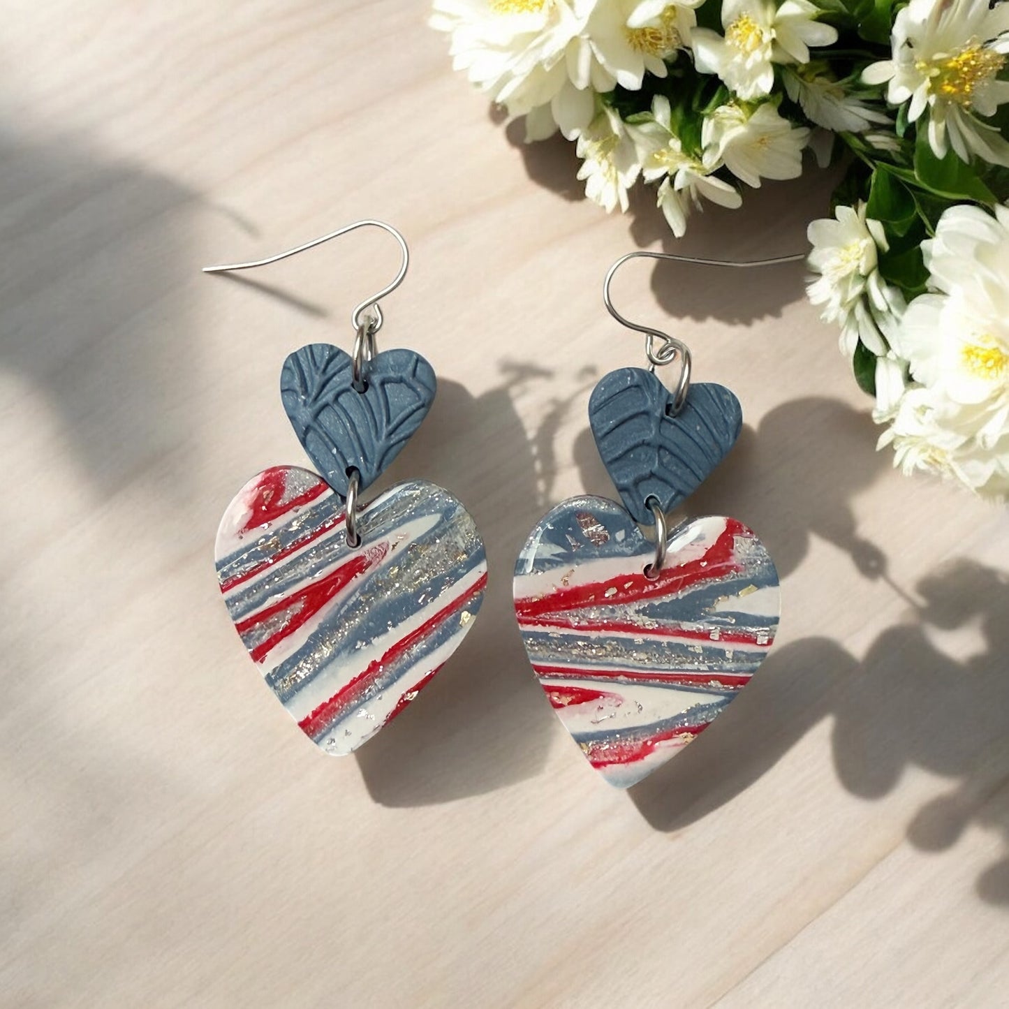 Lovable Patriotic Heart Dangles