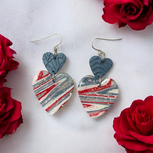 Lovable Patriotic Heart Dangles