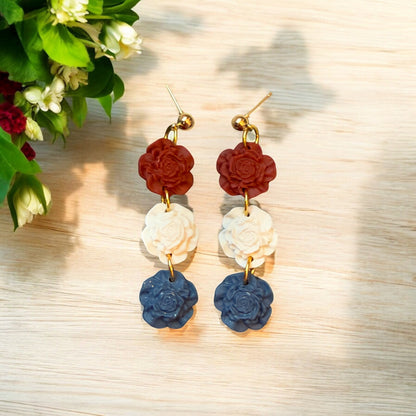 Patriotic Flower Trio Dangles