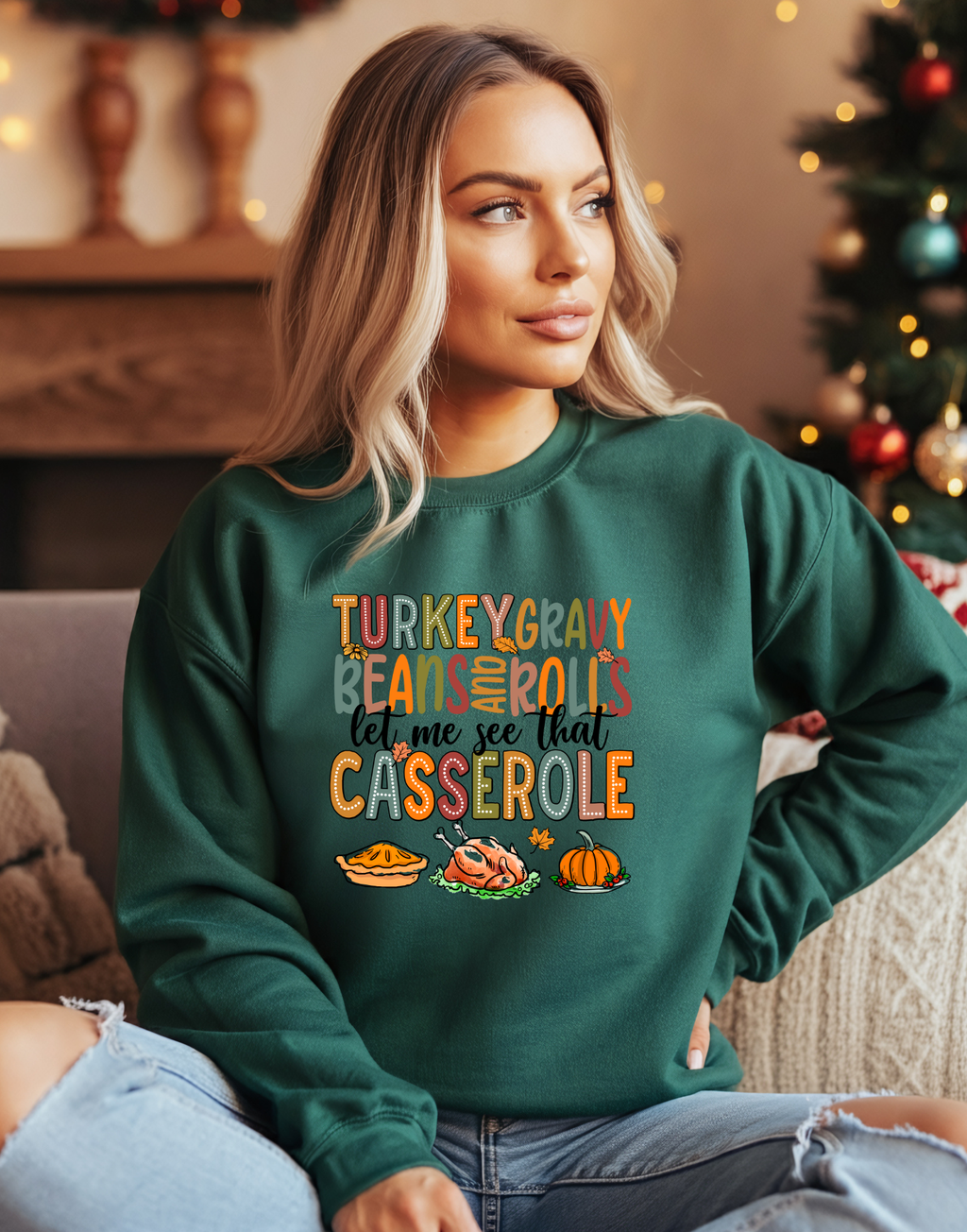 Turkey Gravy Beans & Rolls Thanksgiving Crewneck