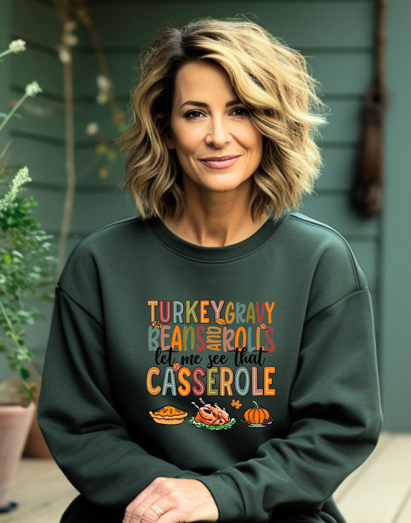Turkey Gravy Beans & Rolls Thanksgiving Crewneck