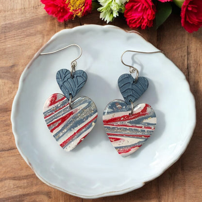 Lovable Patriotic Heart Dangles