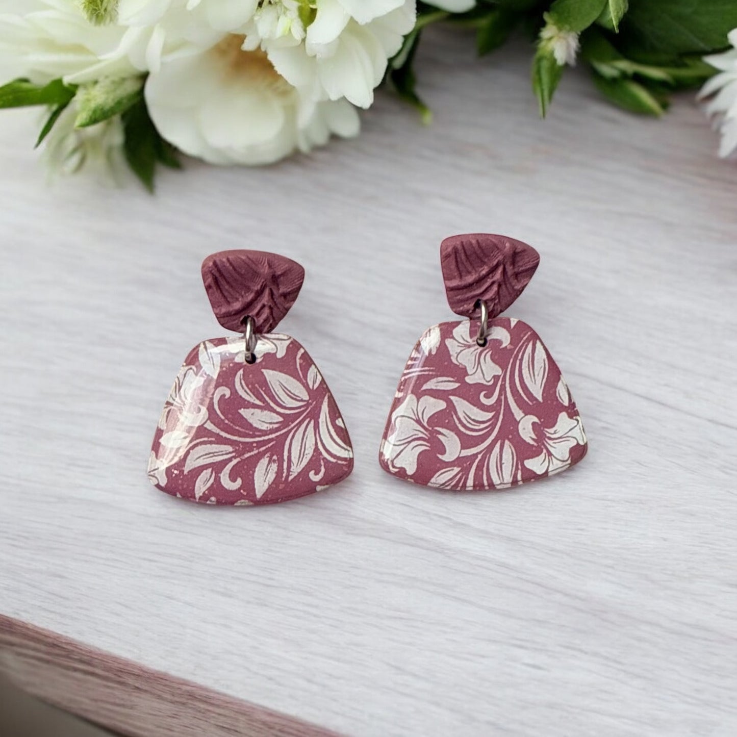 Rose Pink  Floral Dangles