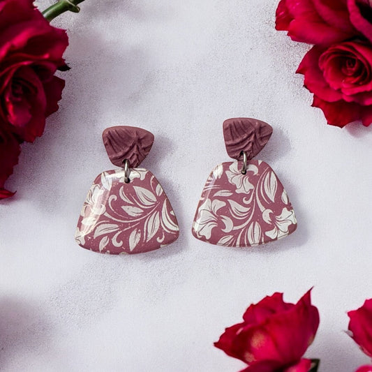 Rose Pink  Floral Dangles