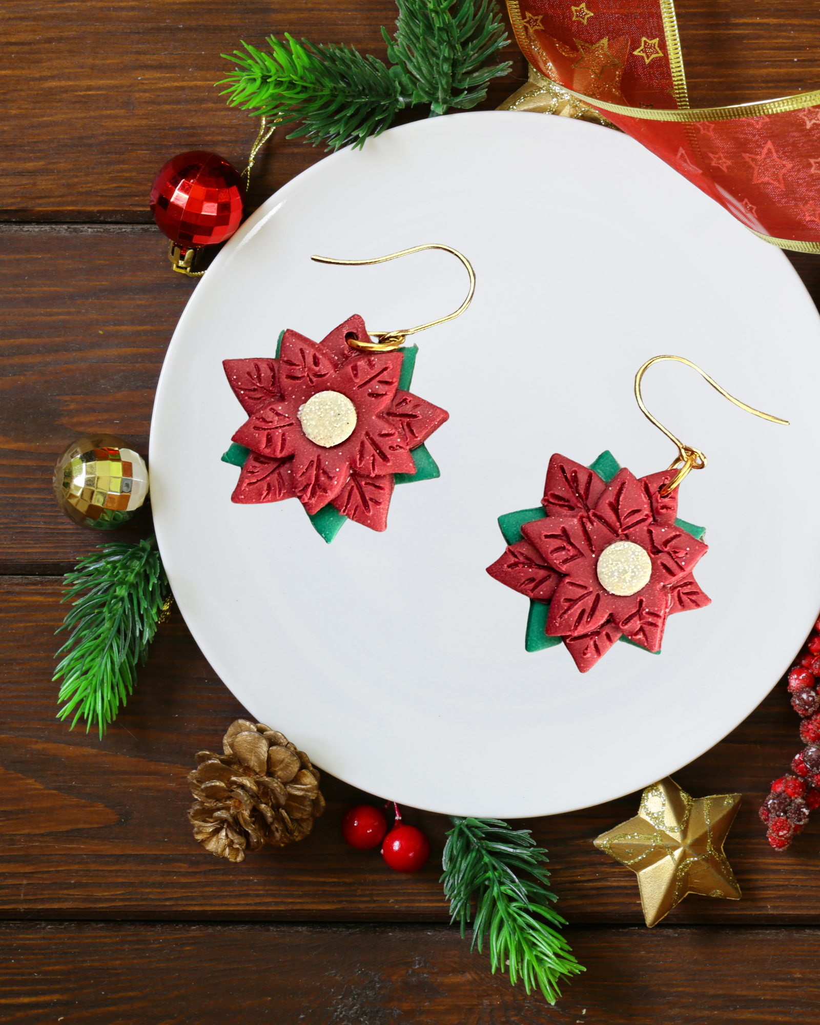 Poinsettia Small Dangles