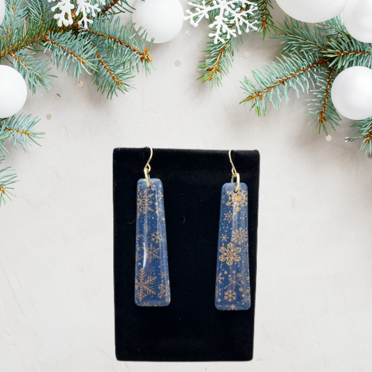 Blue and Gold Snowflake Dangles