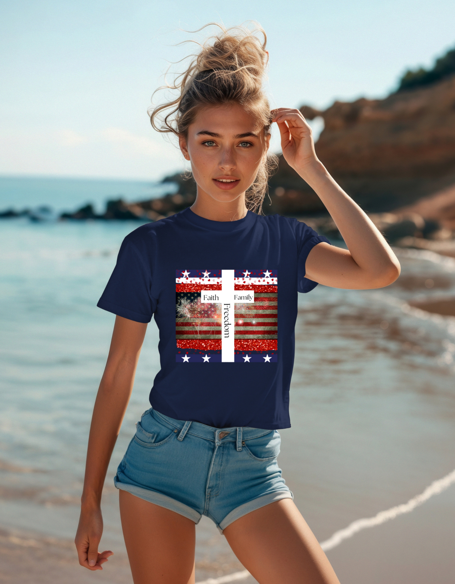 Faith Family Freedom Patriotic Graphic Tee