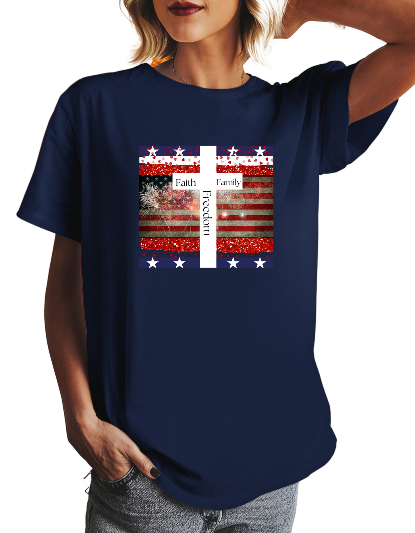 Faith Family Freedom Patriotic Graphic Tee