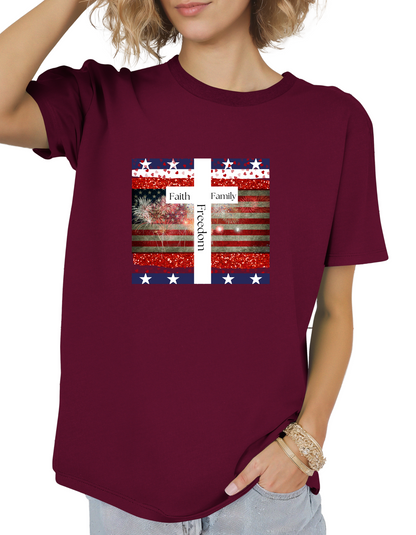 Faith Family Freedom Patriotic Graphic Tee