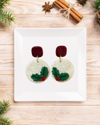 lightweight Christmas earrings, handmade holiday jewelry, festive earrings for women, Christmas earrings for moms, clay holiday earrings