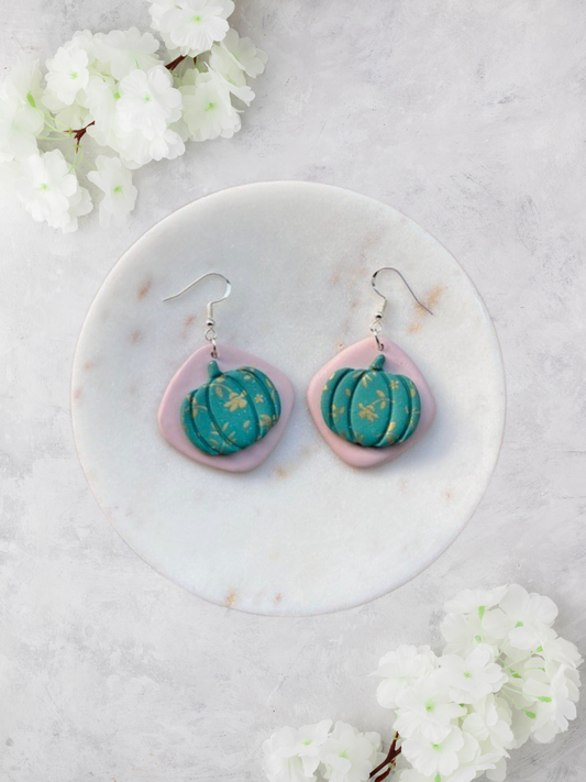 Green Floral Pumpkin Dangle