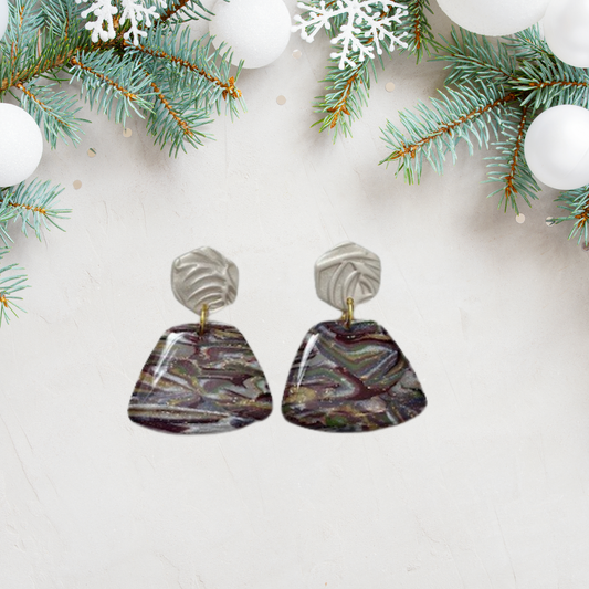 Neutral Winter Marble Dangles